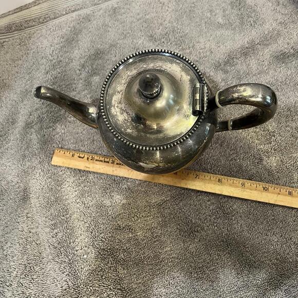 Vintage Wallace Silverplate Teapot, Sugar Creamer Set “M” Engraved Regency MCM - Picture 5 of 9